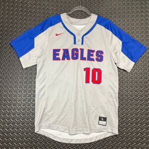 Vintage Nike Eagles #10 Gray Blue Jersey Baseball Athletic Wear Men's Size Large